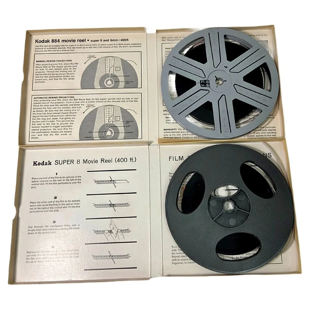 Found Footage KODAK 884 Movie Reels Set of 2 400ft 8mm Super 8 Vintage Film